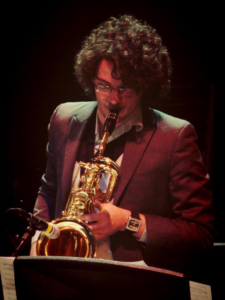 Lutz play barritone saxophone.