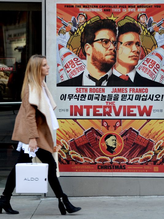 Movie poster for The Interview, featuring Seth Rogen and James Franco