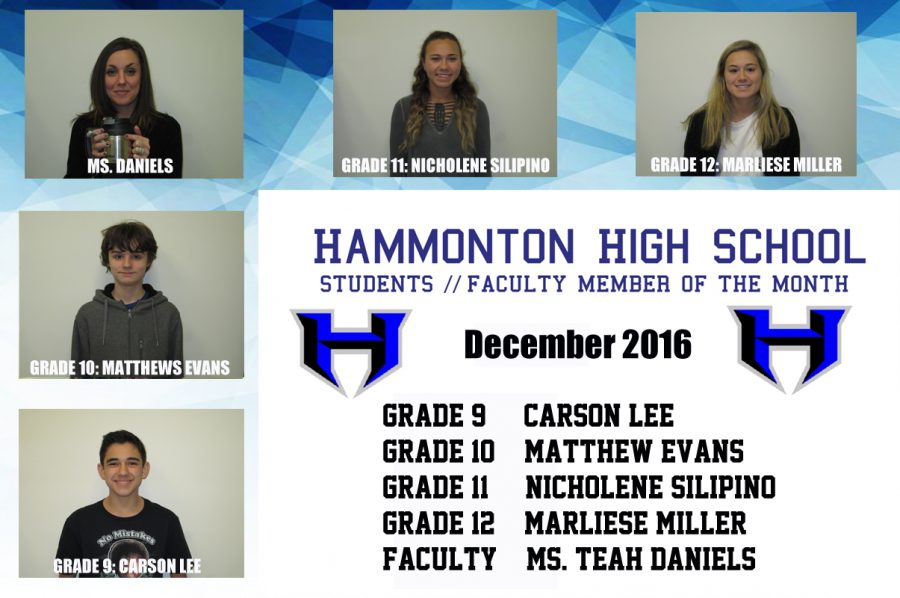December 2016 Students and Faculty Member of the Month