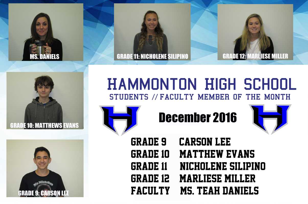 December 2016 Students And Faculty Member Of The Month The Devils