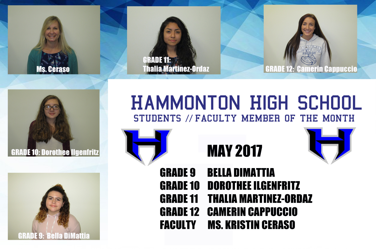 May 2017 Faculty Member and Students of the Month