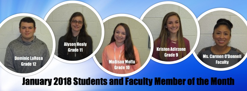 January 2018 Students and Faculty Member of the Month