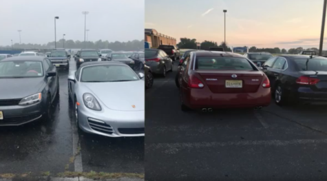 Faded lines and congestion plague student parking lot